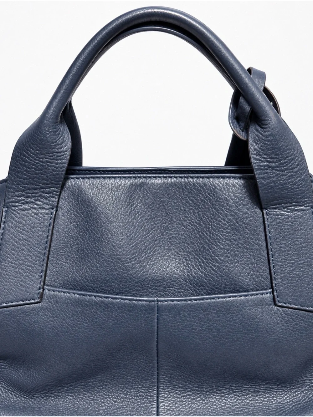 RADLEY LONDON Navy Blue Pebbled Leather Satchel